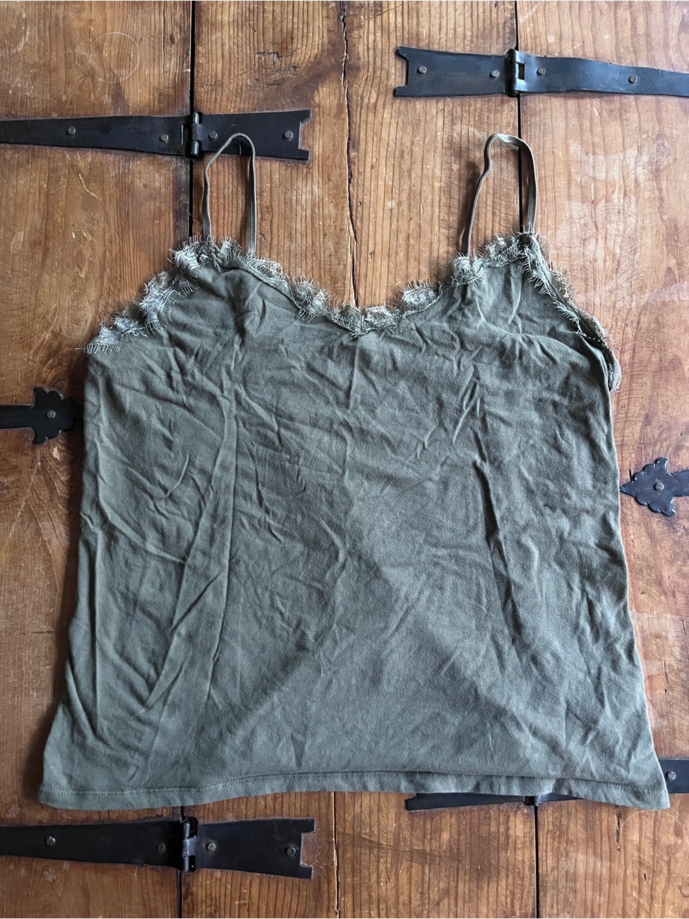 Olive Lace-Trim Camisole Tank Top